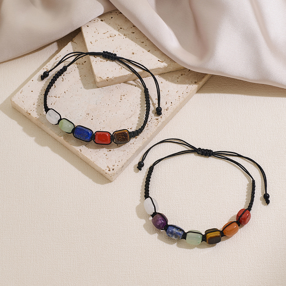 Healing Crystal Set - Chakra Natural Stone Braided Bracelet Set,