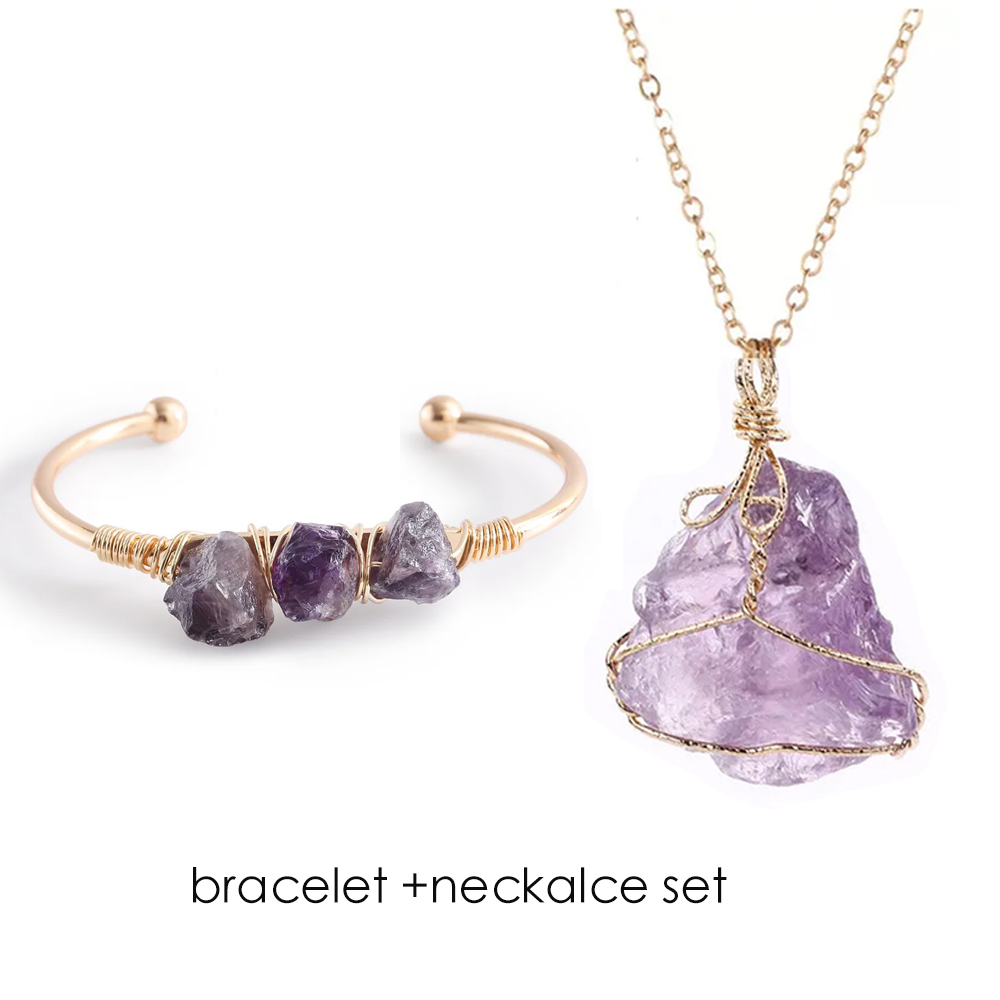 Natural Stone Open Cuff Bangle - Healing Crystal Set review and price