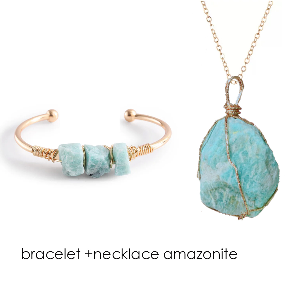 Natural Stone Open Cuff Bangle - Healing Crystal Set review and price