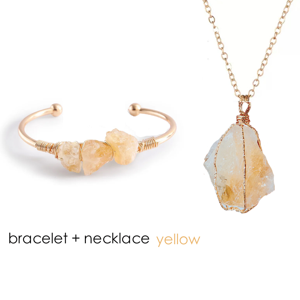 Natural Stone Open Cuff Bangle - Healing Crystal Set review and price